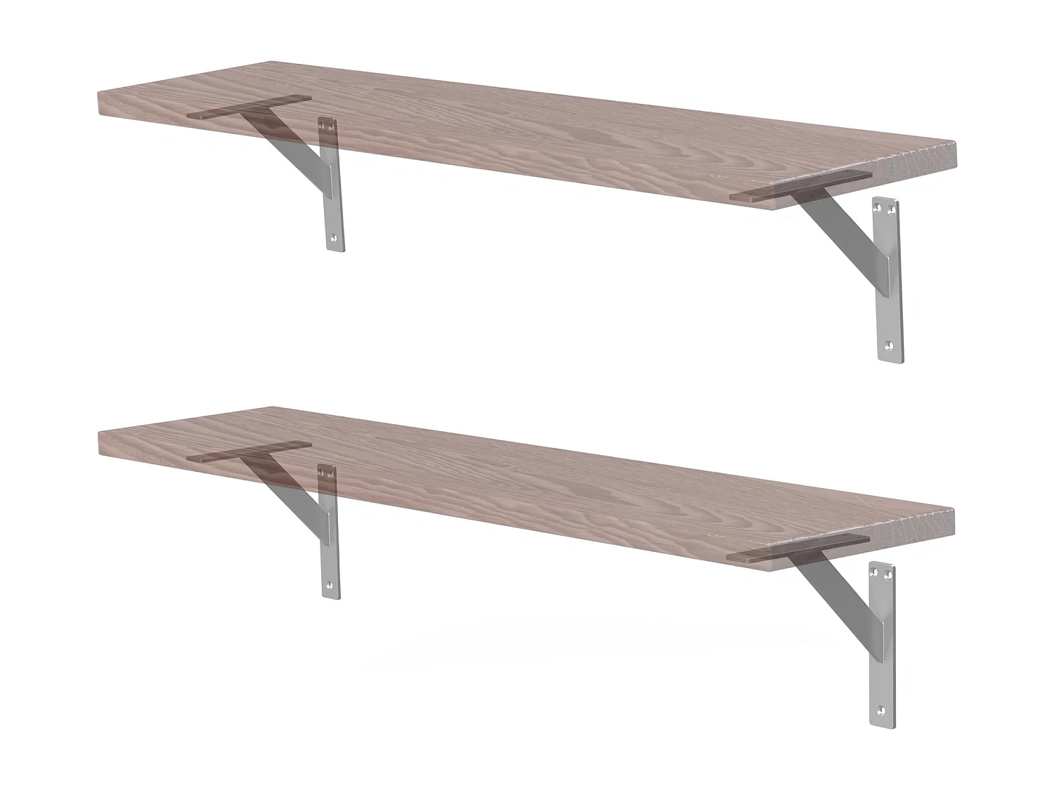 4x Staffa per mensola argento 180 mm alluminio reggimensola galleggianti a muro