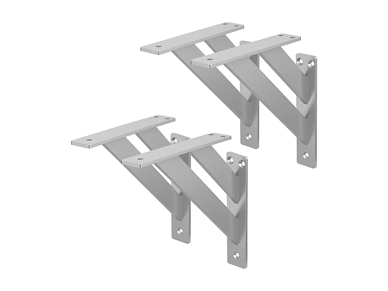 4x Supporto per mensole in alluminio argento 18x18 cm staffe per mensola pesanti