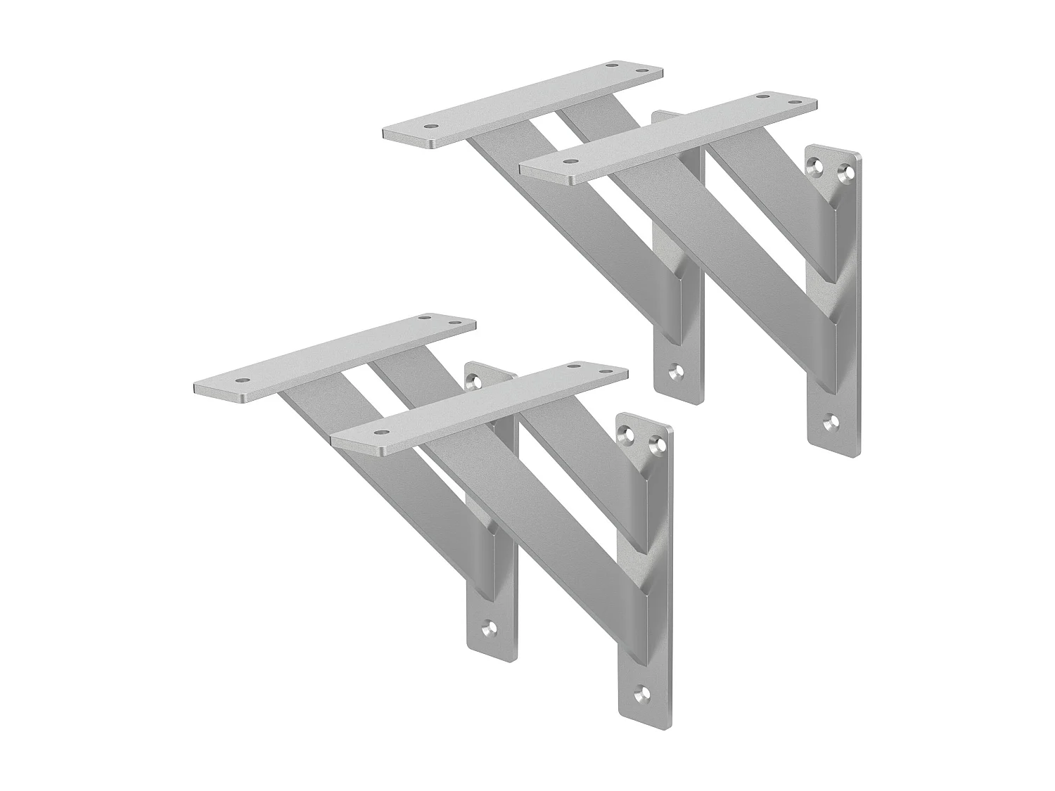 4x Supporto per mensole in alluminio argento 18x18 cm staffe per mensola pesanti