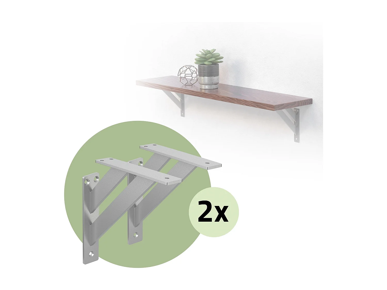 4x Supporto per mensole in alluminio argento 18x18 cm staffe per mensola pesanti