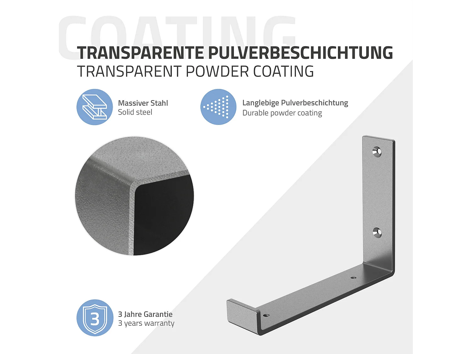 Set 4 supporti per scaffale staffe ripiano mensola metallo grigio 20x14 cm