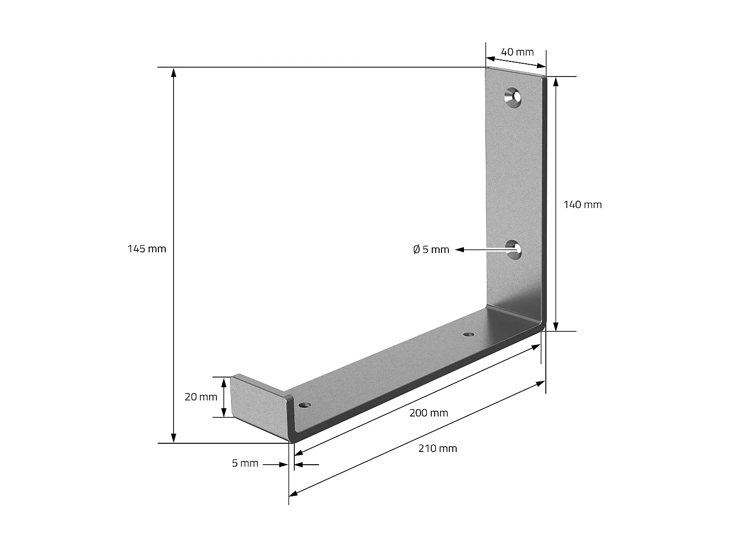Set 4 supporti per scaffale staffe ripiano mensola metallo grigio 20x14 cm
