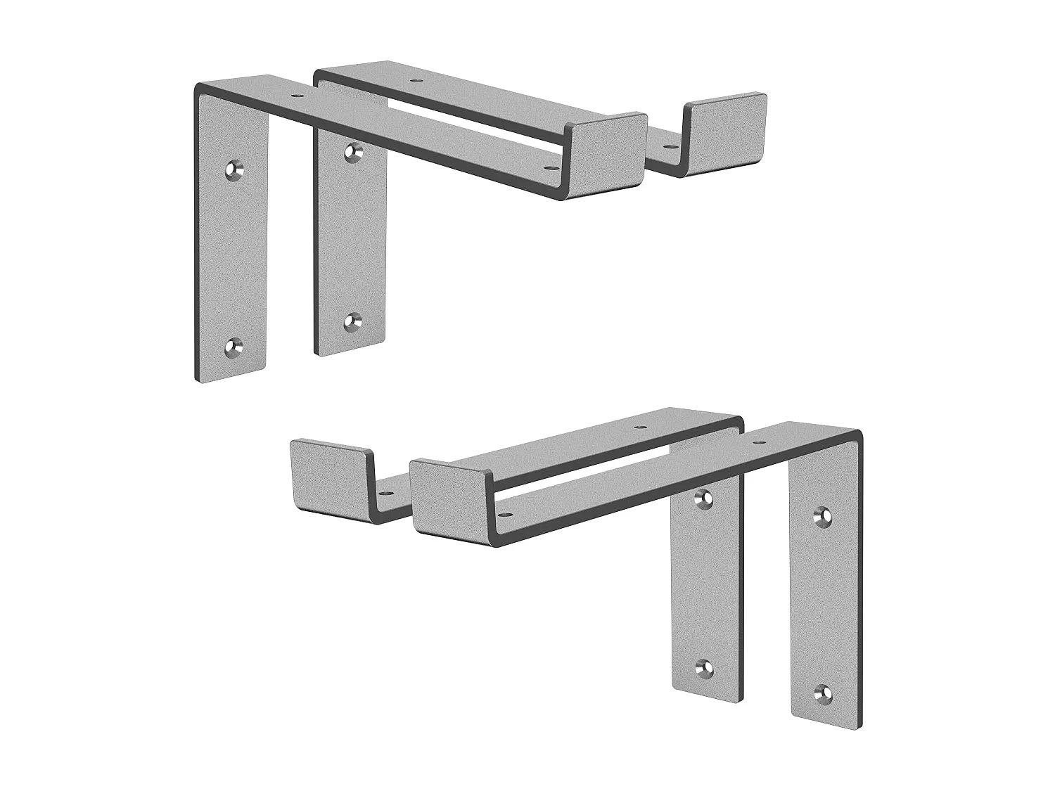 Set 4 supporti per scaffale staffe per ripiano mensola metallo grigio 250x145 mm