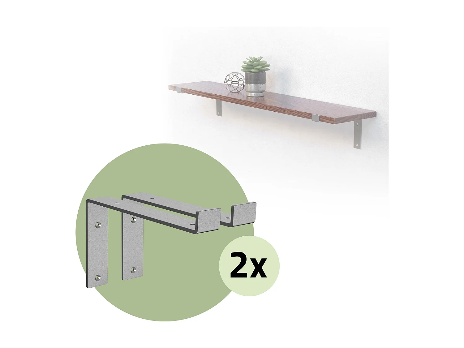 Set 4 supporti per scaffale staffe per ripiano mensola metallo grigio 250x145 mm