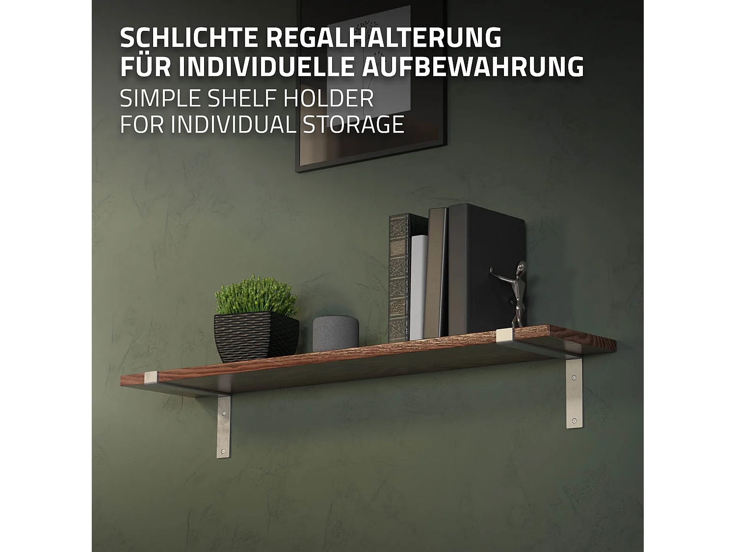 Set 4 supporti per scaffale staffe per ripiano mensola metallo grigio 250x145 mm