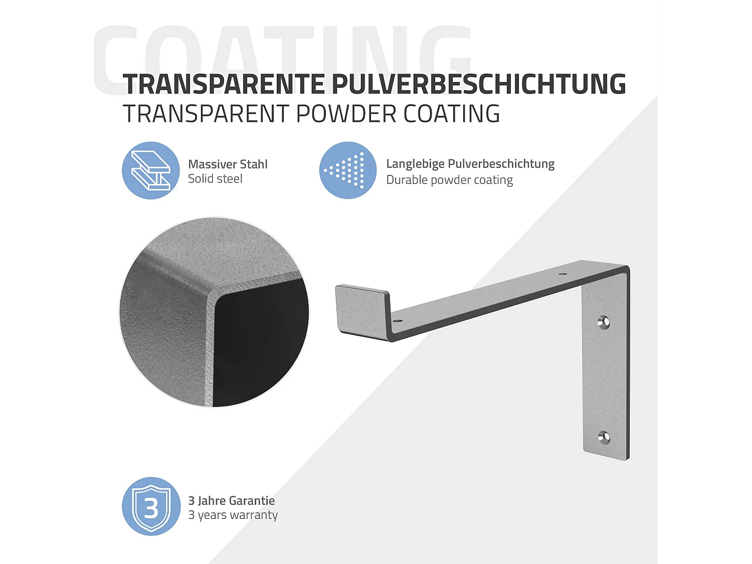 Set 4 supporti per scaffale staffe per ripiano mensola metallo grigio 250x145 mm