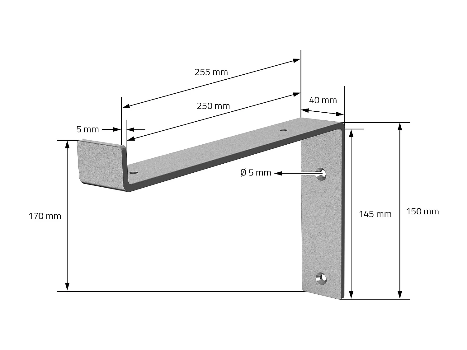 Set 4 supporti per scaffale staffe per ripiano mensola metallo grigio 250x145 mm