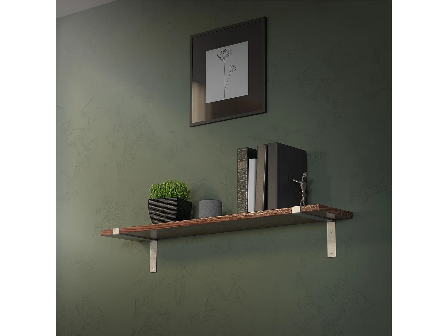 Set 4 supporti per scaffale staffe per ripiano mensola metallo grigio 250x145 mm