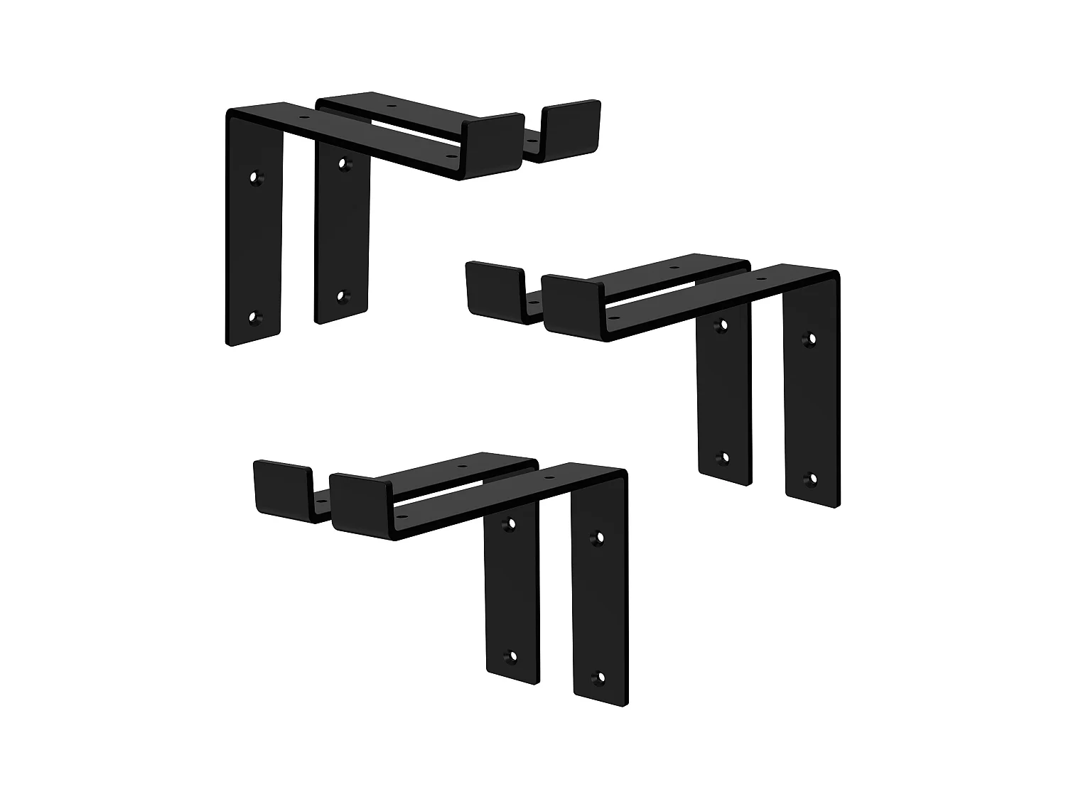 Lot de 6 équerre d'étagère murale équerre fixation en métal noir 200x40x145 mm