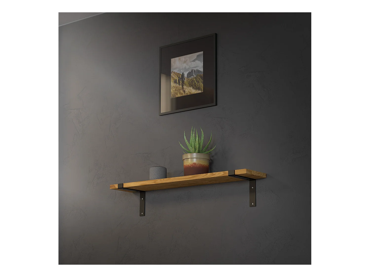 Lot de 6 équerre d'étagère murale équerre fixation en métal noir 200x40x145 mm