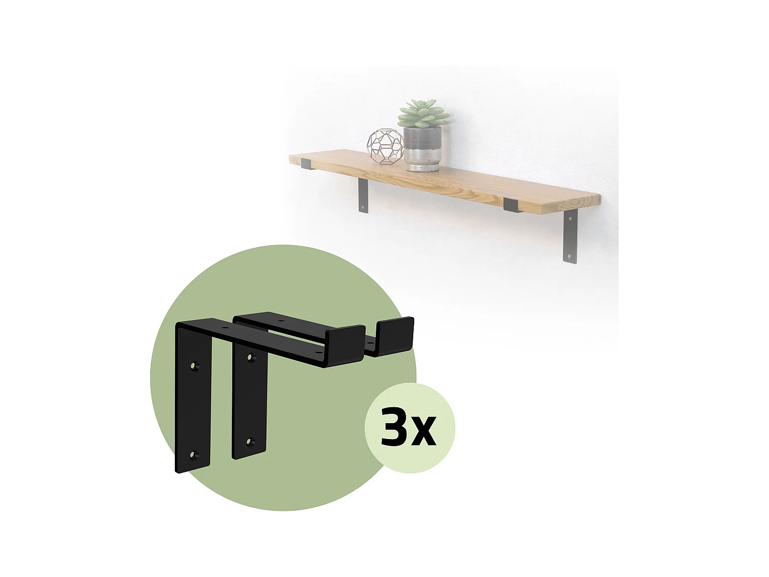 Lot de 6 équerre d'étagère murale équerre fixation en métal noir 200x40x145 mm
