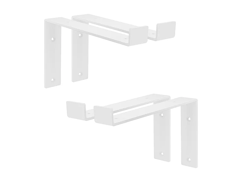 Set 4 supporti per scaffale staffe per ripiano mensola metallo bianco 250x145 mm