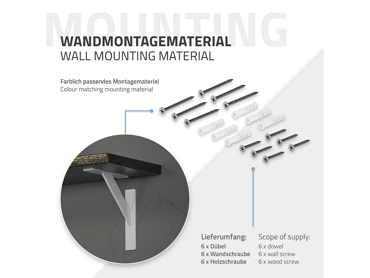 4x Staffa per mensola bianco 18 cm in alluminio reggimensola galleggianti a muro