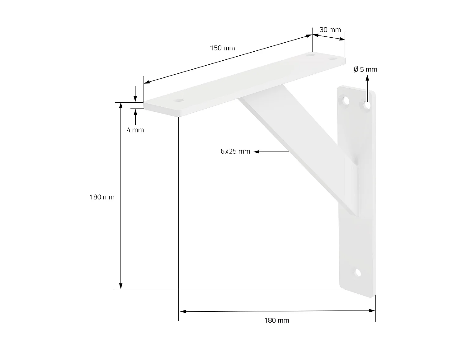 4x Staffa per mensola bianco 18 cm in alluminio reggimensola galleggianti a muro