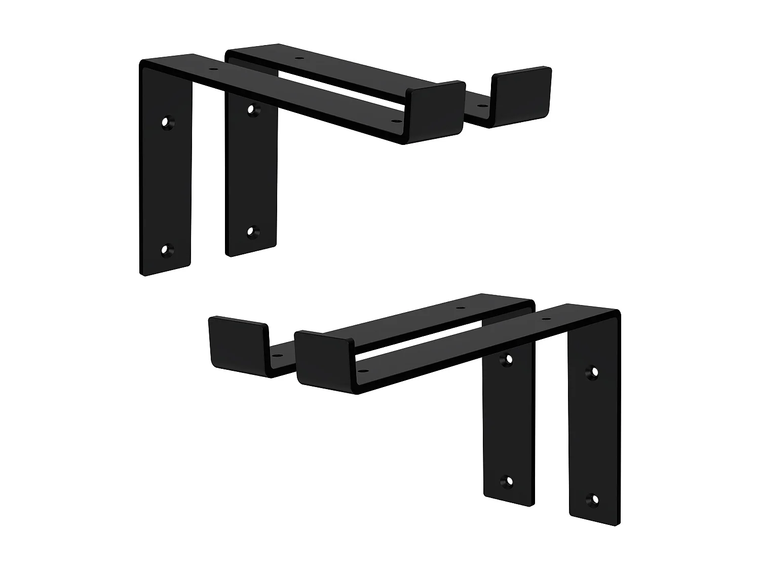 Set 4 supporti per scaffale staffe per ripiano mensola metallo nero 250x145 mm