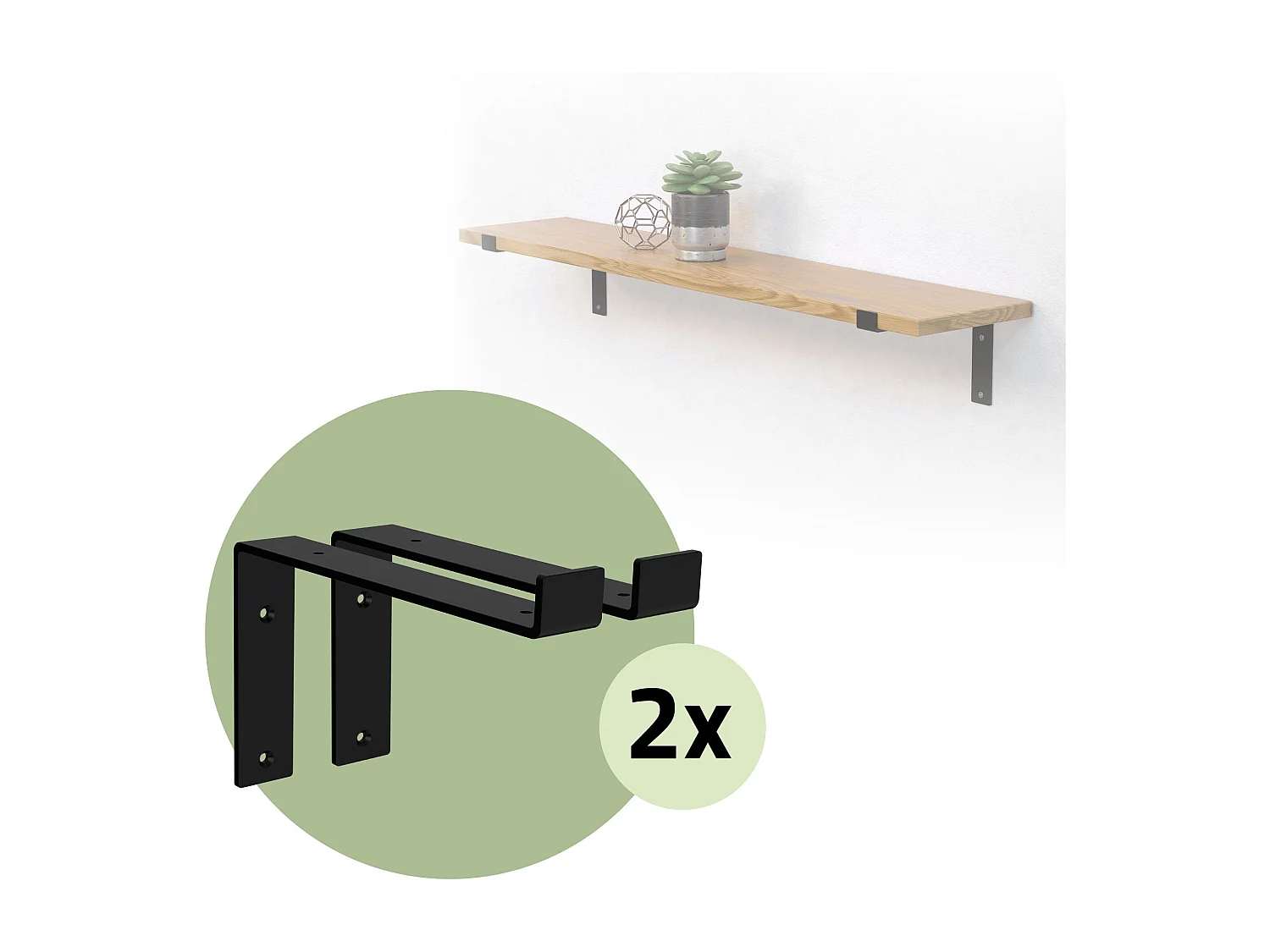 Set 4 supporti per scaffale staffe per ripiano mensola metallo nero 250x145 mm