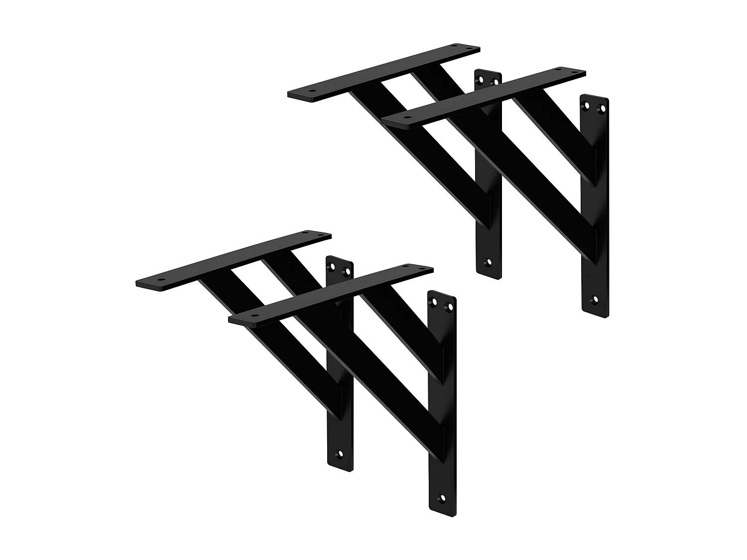 4x Supporto per mensole in alluminio nero 240x240 mm staffe per mensola pesanti