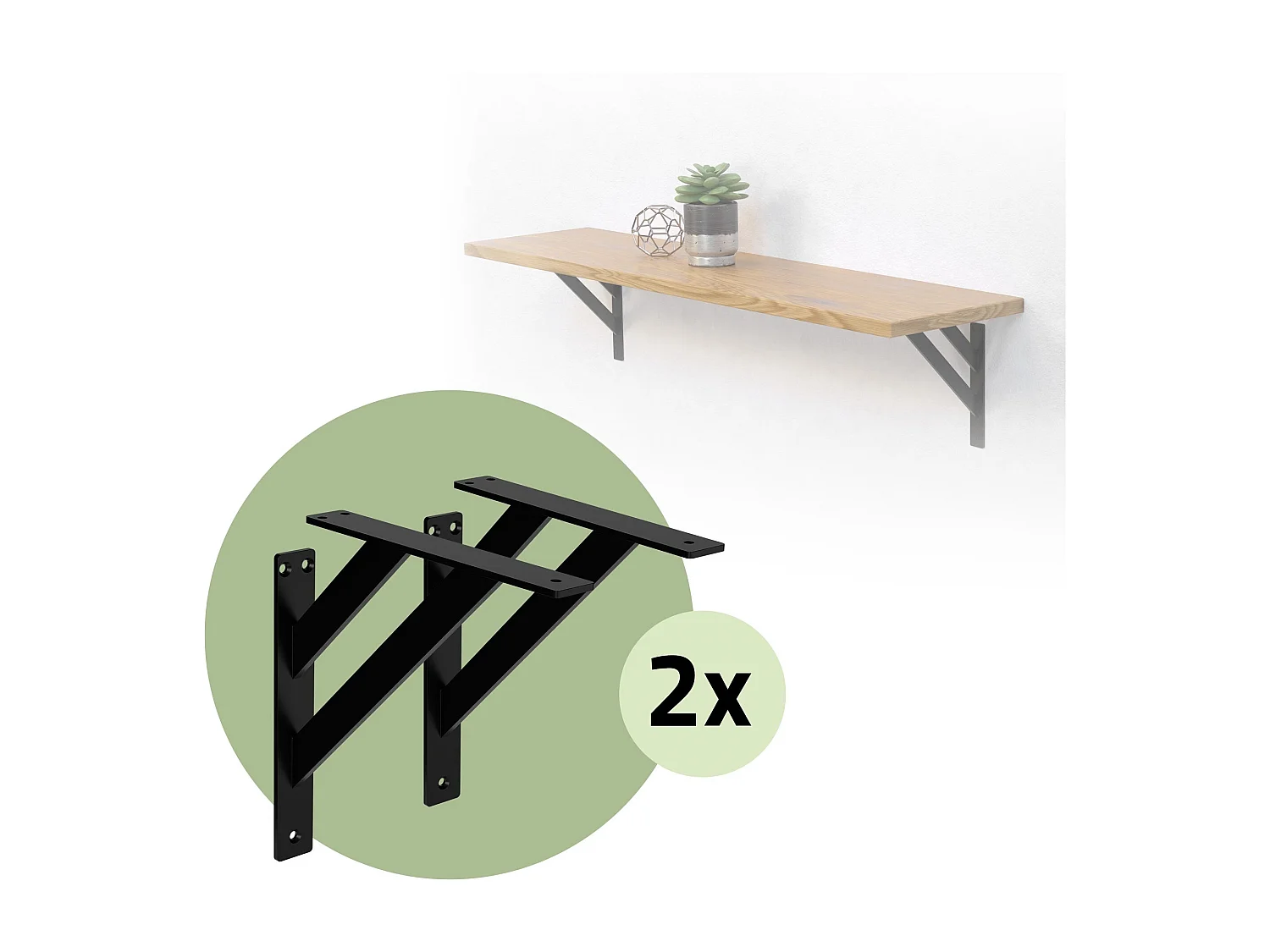 4x Supporto per mensole in alluminio nero 240x240 mm staffe per mensola pesanti