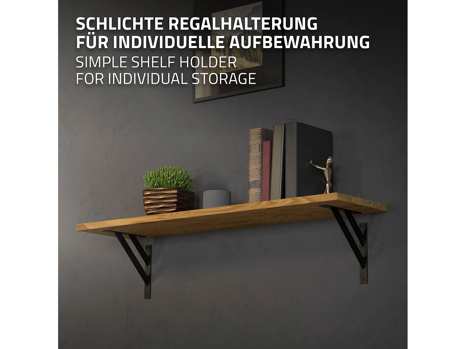 4x Supporto per mensole in alluminio nero 240x240 mm staffe per mensola pesanti