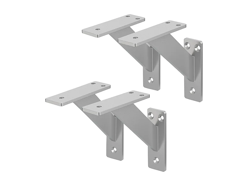 4x Staffa per mensola argento 120 mm alluminio reggimensola galleggianti a muro