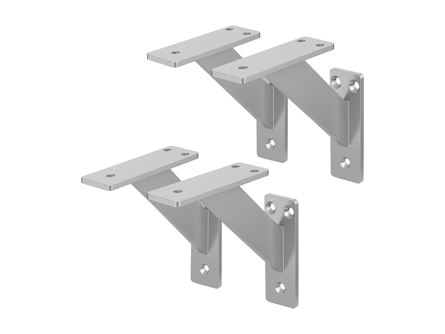 4x Staffa per mensola argento 120 mm alluminio reggimensola galleggianti a muro