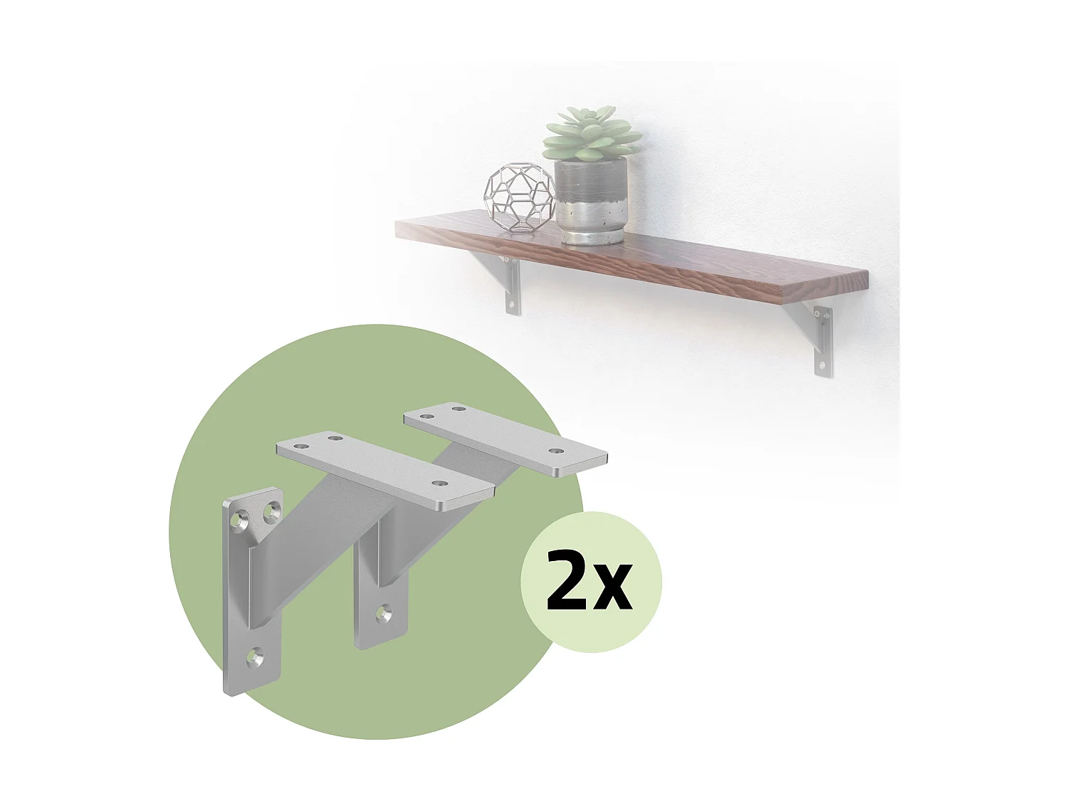 4x Staffa per mensola argento 120 mm alluminio reggimensola galleggianti a muro