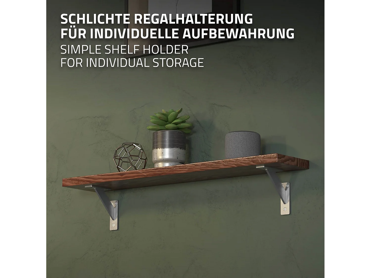 4x Staffa per mensola argento 120 mm alluminio reggimensola galleggianti a muro