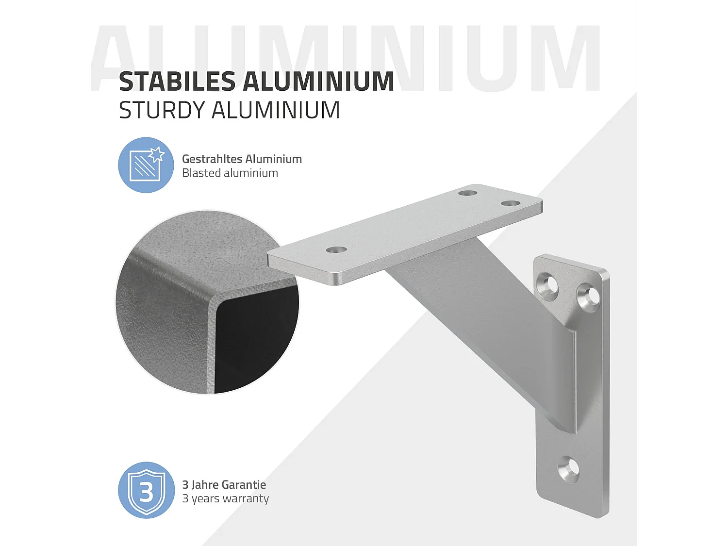 4x Staffa per mensola argento 120 mm alluminio reggimensola galleggianti a muro