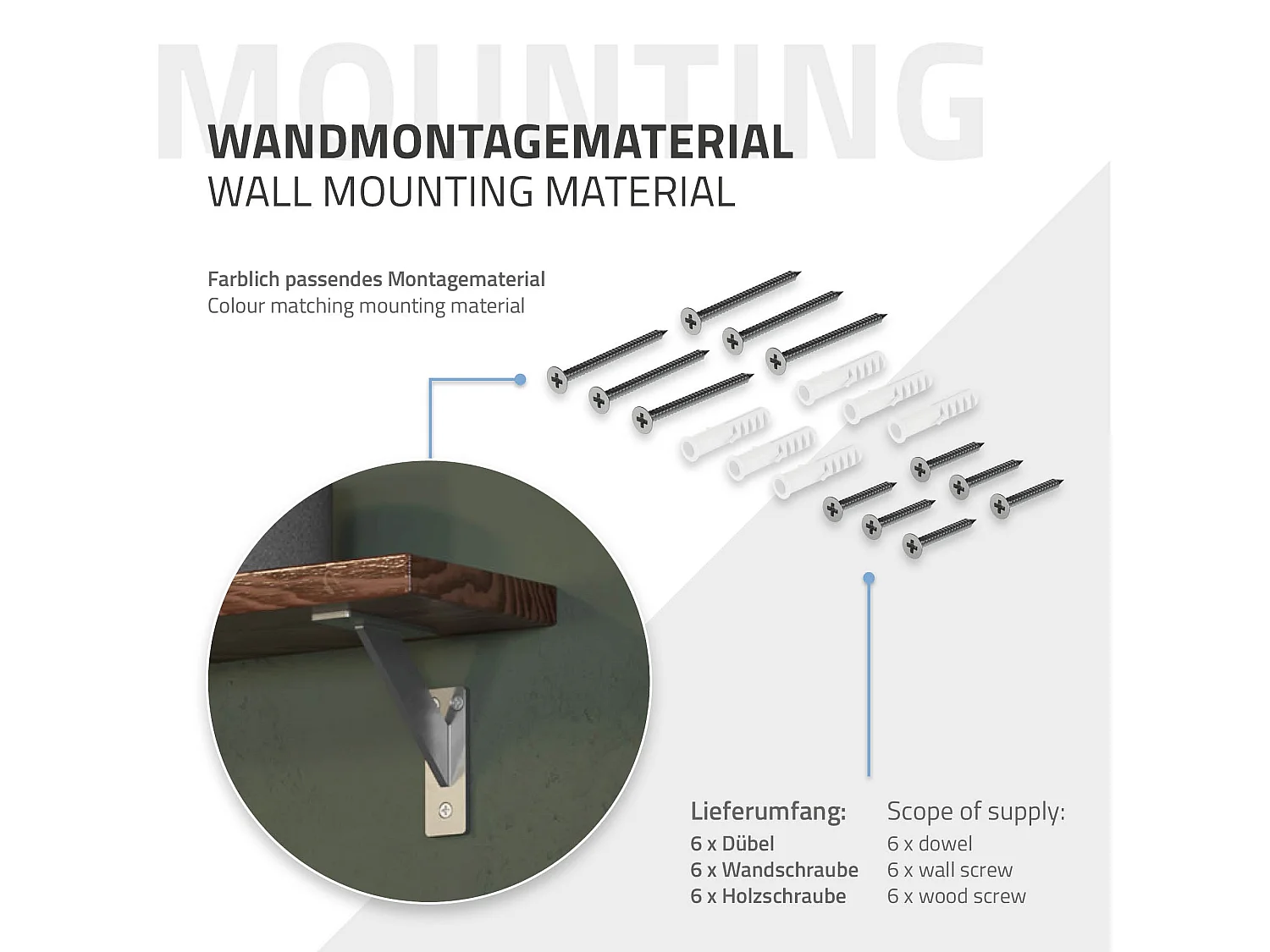 4x Staffa per mensola argento 120 mm alluminio reggimensola galleggianti a muro