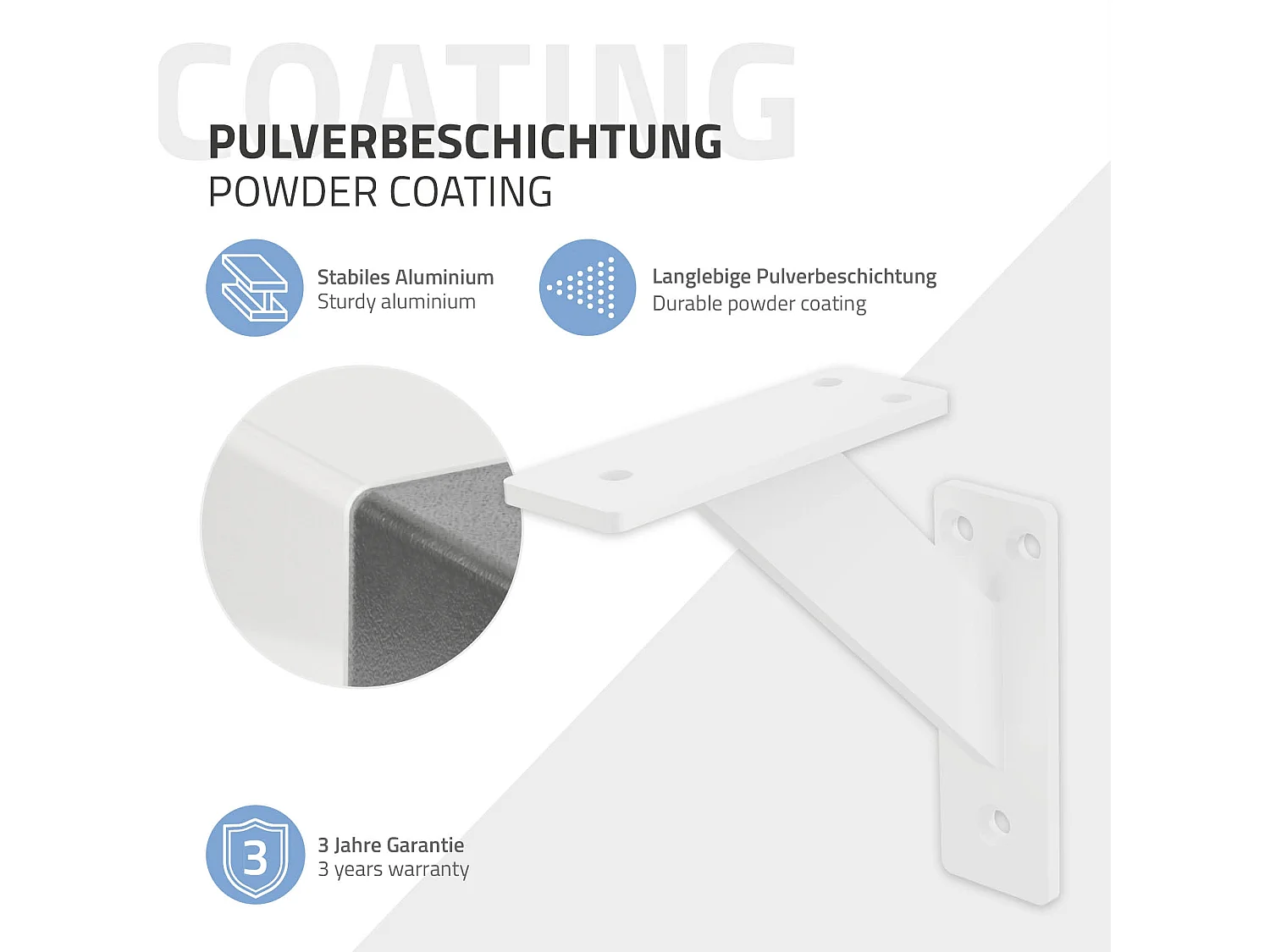 4x Staffa per mensola bianco 120mm in alluminio reggimensola galleggianti a muro