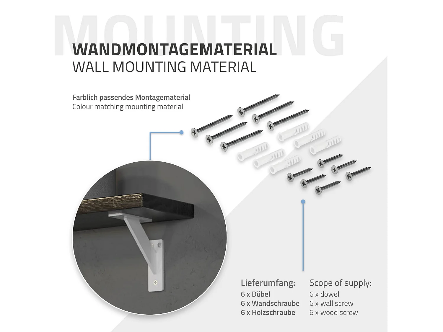 4x Staffa per mensola bianco 120mm in alluminio reggimensola galleggianti a muro