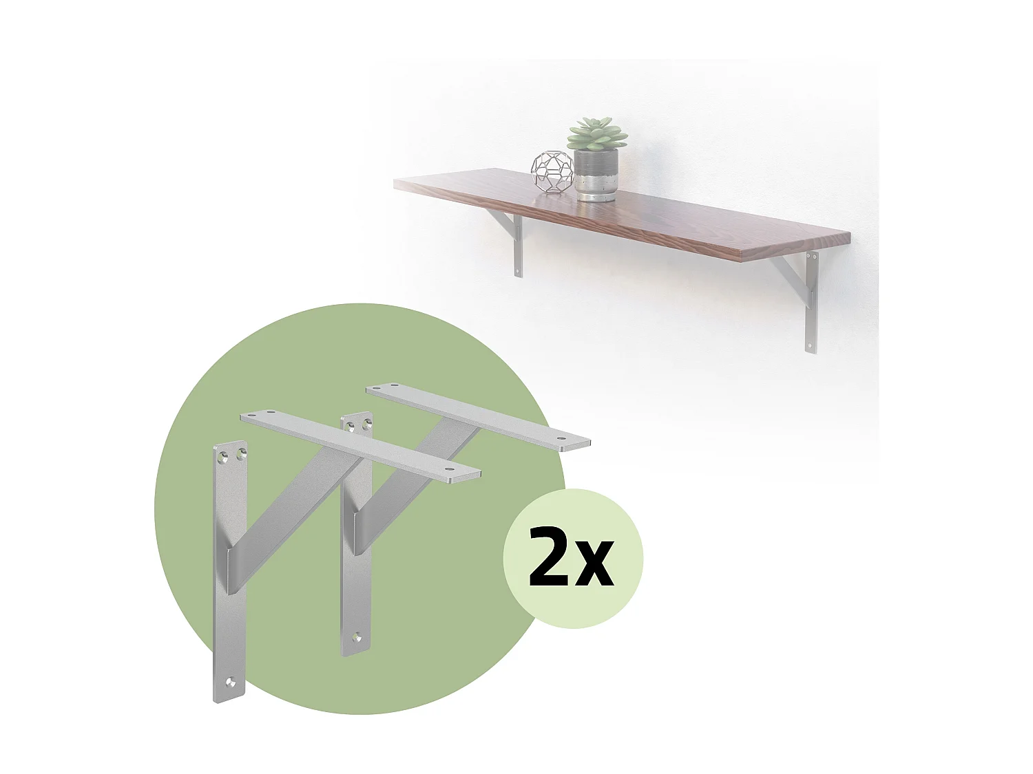 4x Staffa per mensola argento 240 mm alluminio reggimensola galleggianti a muro