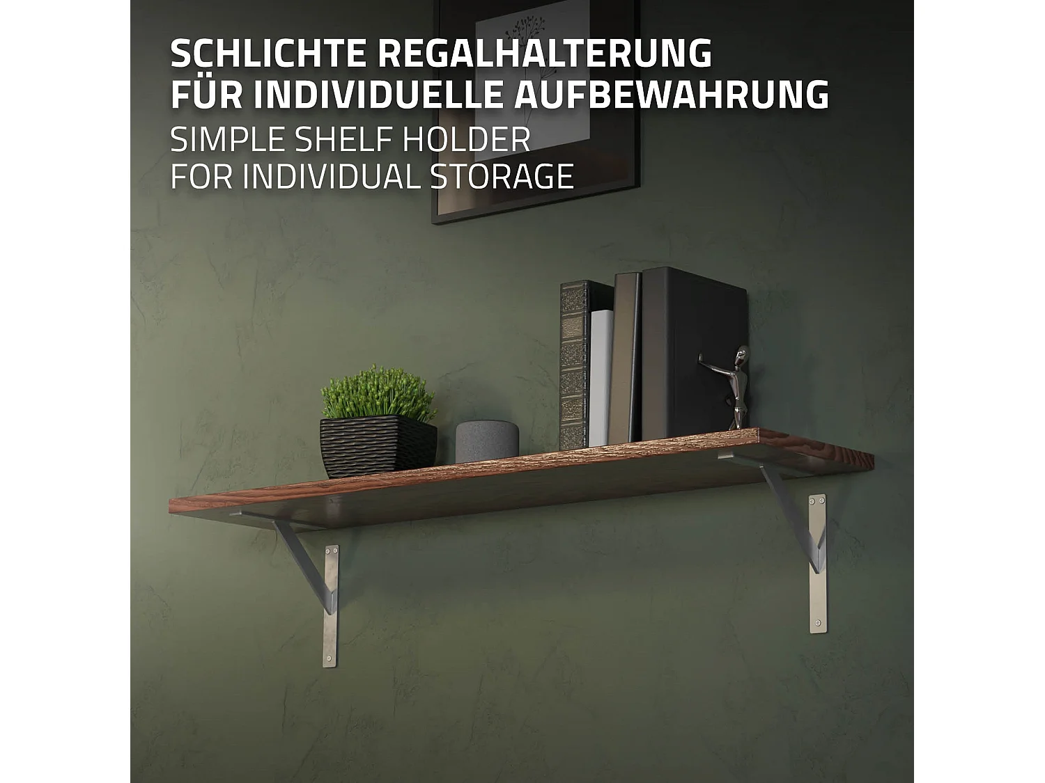 4x Staffa per mensola argento 240 mm alluminio reggimensola galleggianti a muro