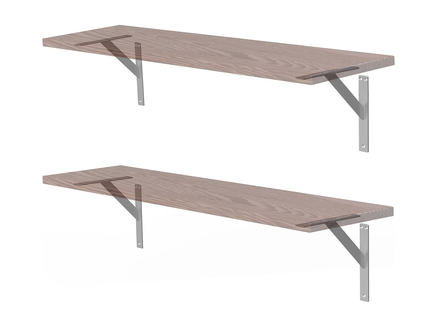 4x Staffa per mensola argento 240 mm alluminio reggimensola galleggianti a muro