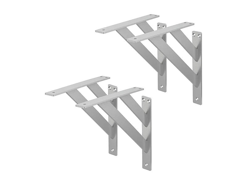 4x Supporto per mensole in alluminio argento 24x24 cm staffe per mensola pesanti