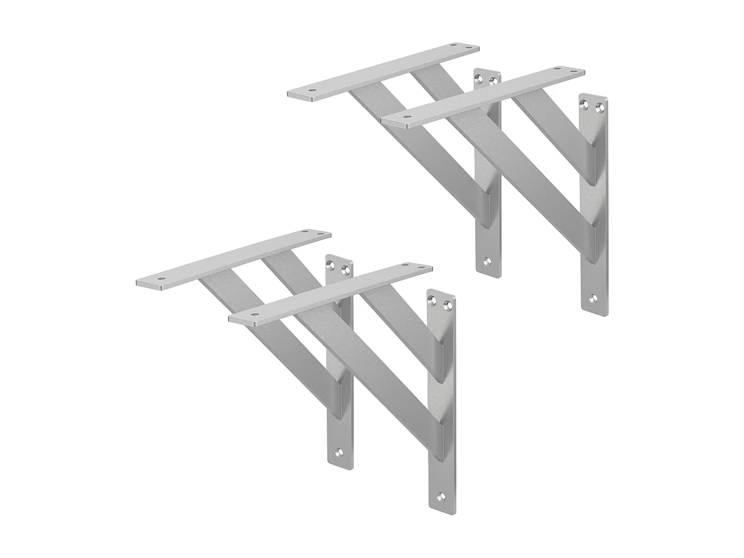 4x Supporto per mensole in alluminio argento 24x24 cm staffe per mensola pesanti