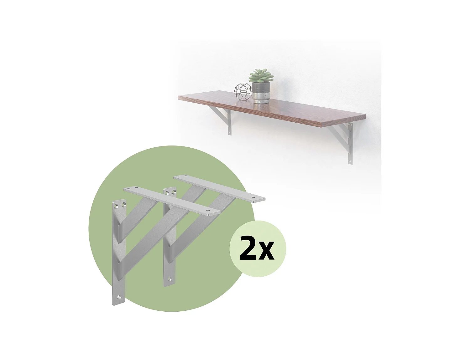 4x Supporto per mensole in alluminio argento 24x24 cm staffe per mensola pesanti