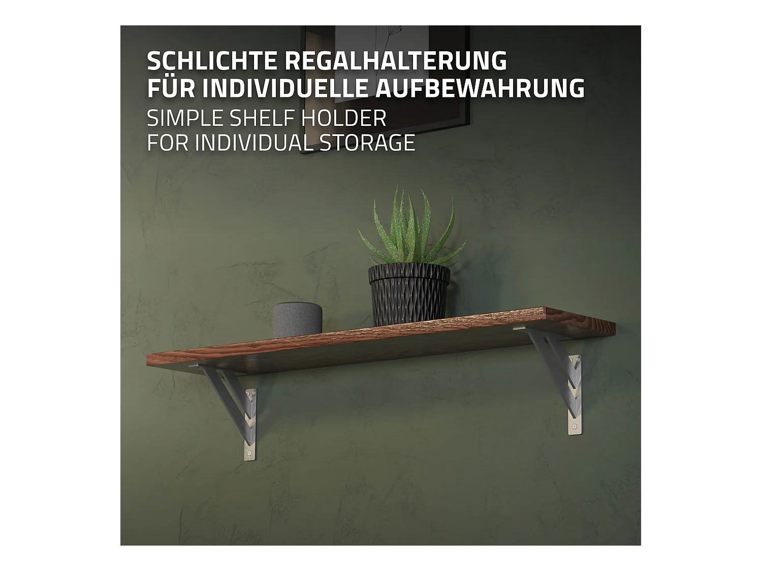 4x Supporto per mensole in alluminio argento 24x24 cm staffe per mensola pesanti