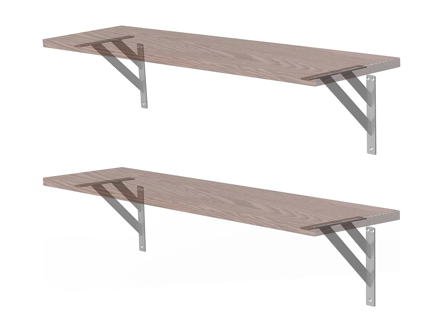 4x Supporto per mensole in alluminio argento 24x24 cm staffe per mensola pesanti