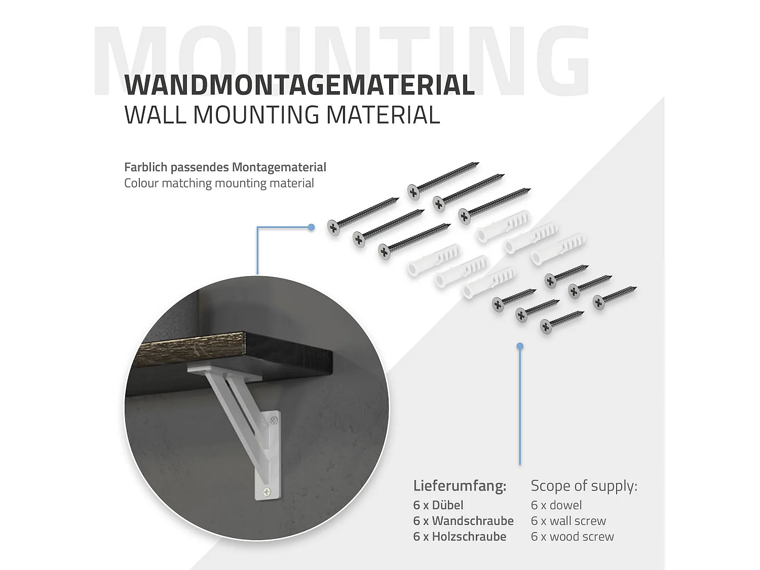 4x Supporto per mensole in alluminio bianco 12x12 cm staffe per mensola pesanti