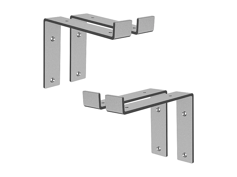 Set 4 supporti per scaffale staffe per ripiano mensola metallo grigio 200x145 mm