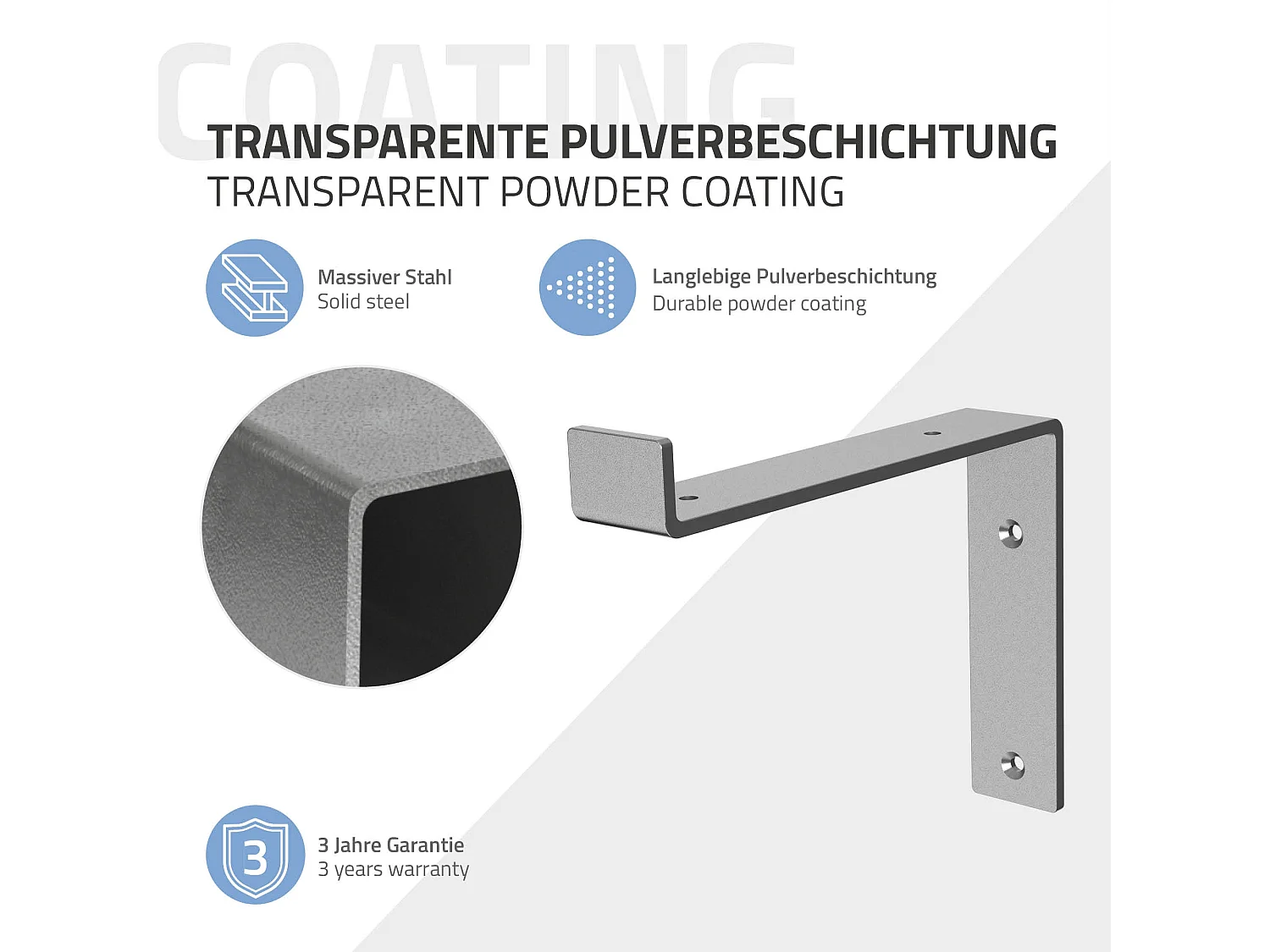 Set 4 supporti per scaffale staffe per ripiano mensola metallo grigio 200x145 mm