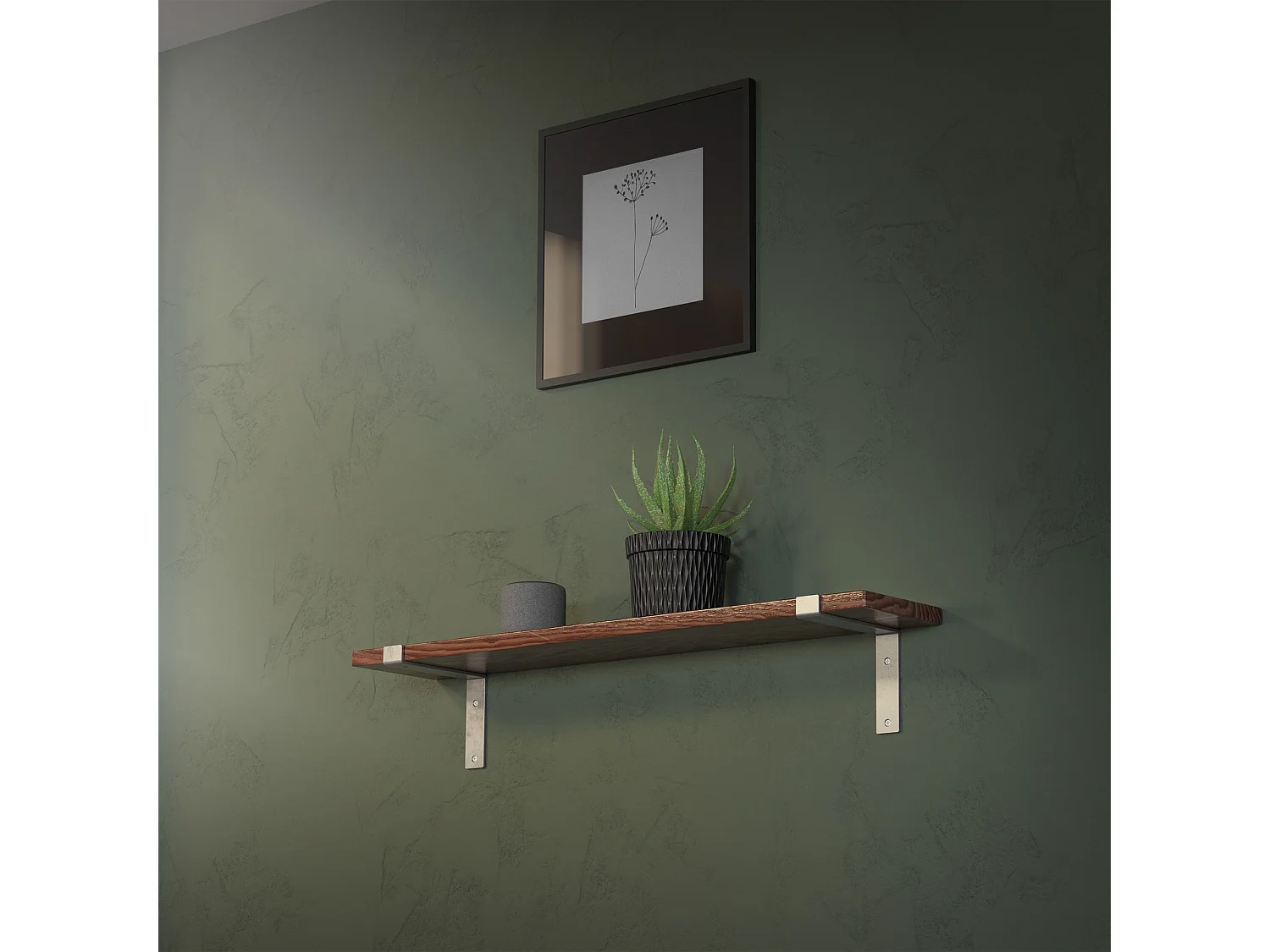 Set 4 supporti per scaffale staffe per ripiano mensola metallo grigio 200x145 mm