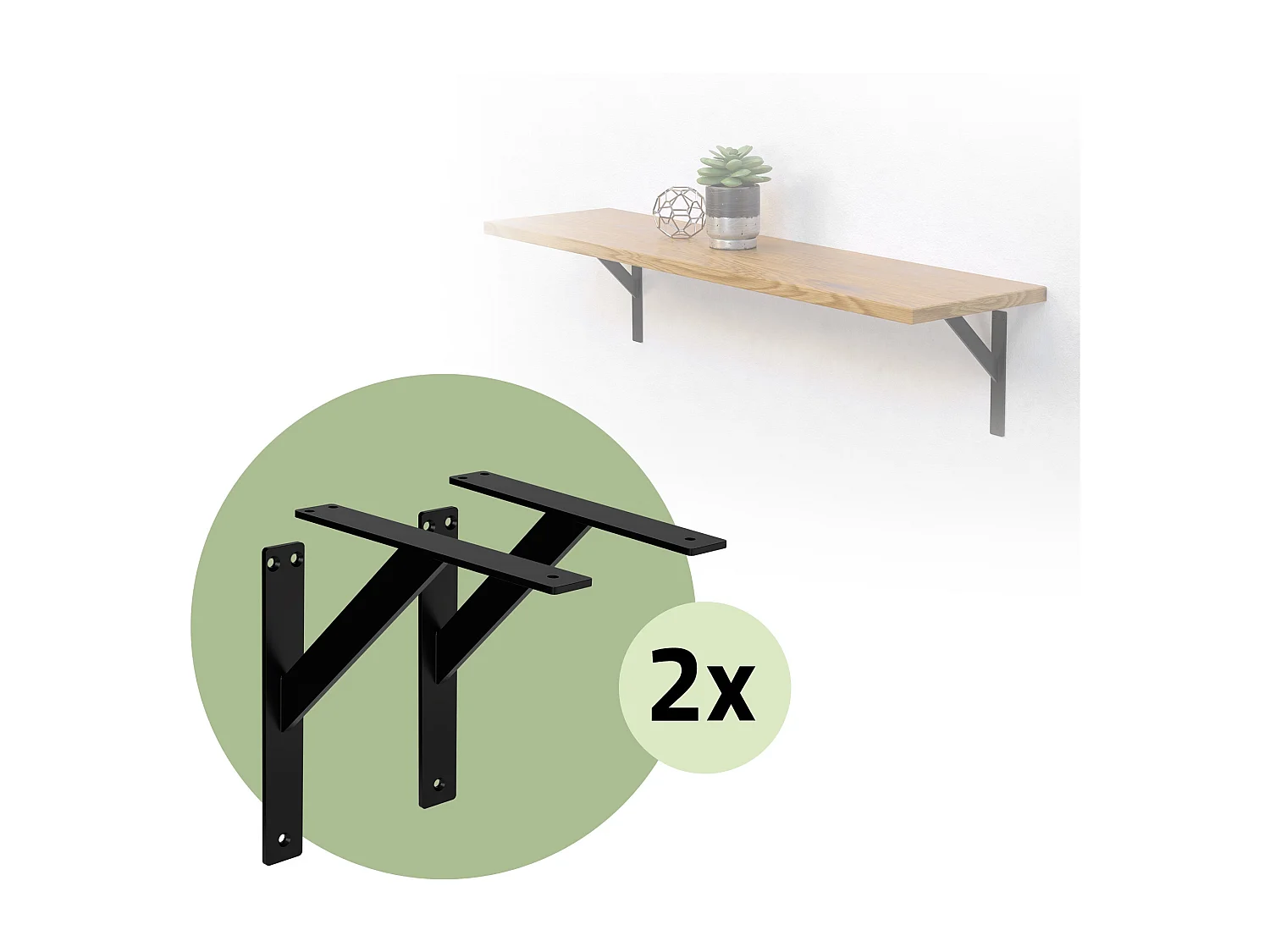 4x Staffa per mensola nero 240 mm in alluminio reggimensola galleggianti a muro