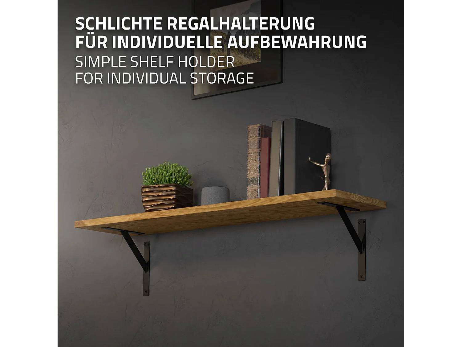 4x Staffa per mensola nero 240 mm in alluminio reggimensola galleggianti a muro