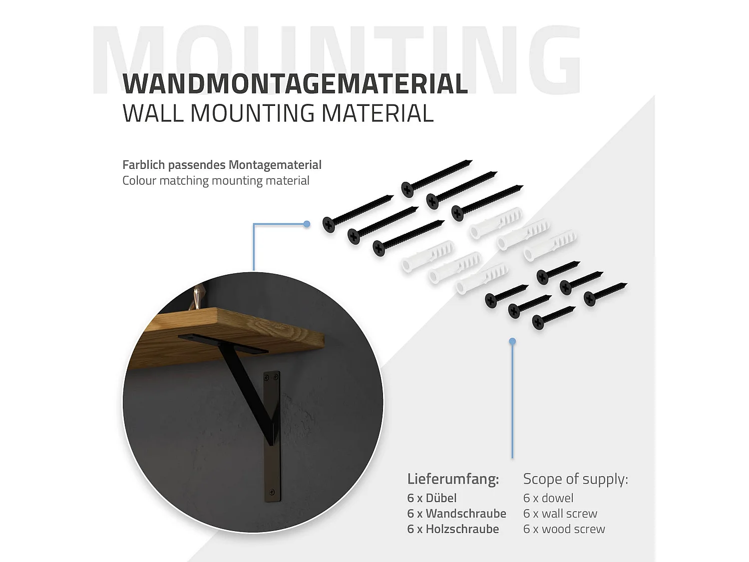 4x Staffa per mensola nero 240 mm in alluminio reggimensola galleggianti a muro