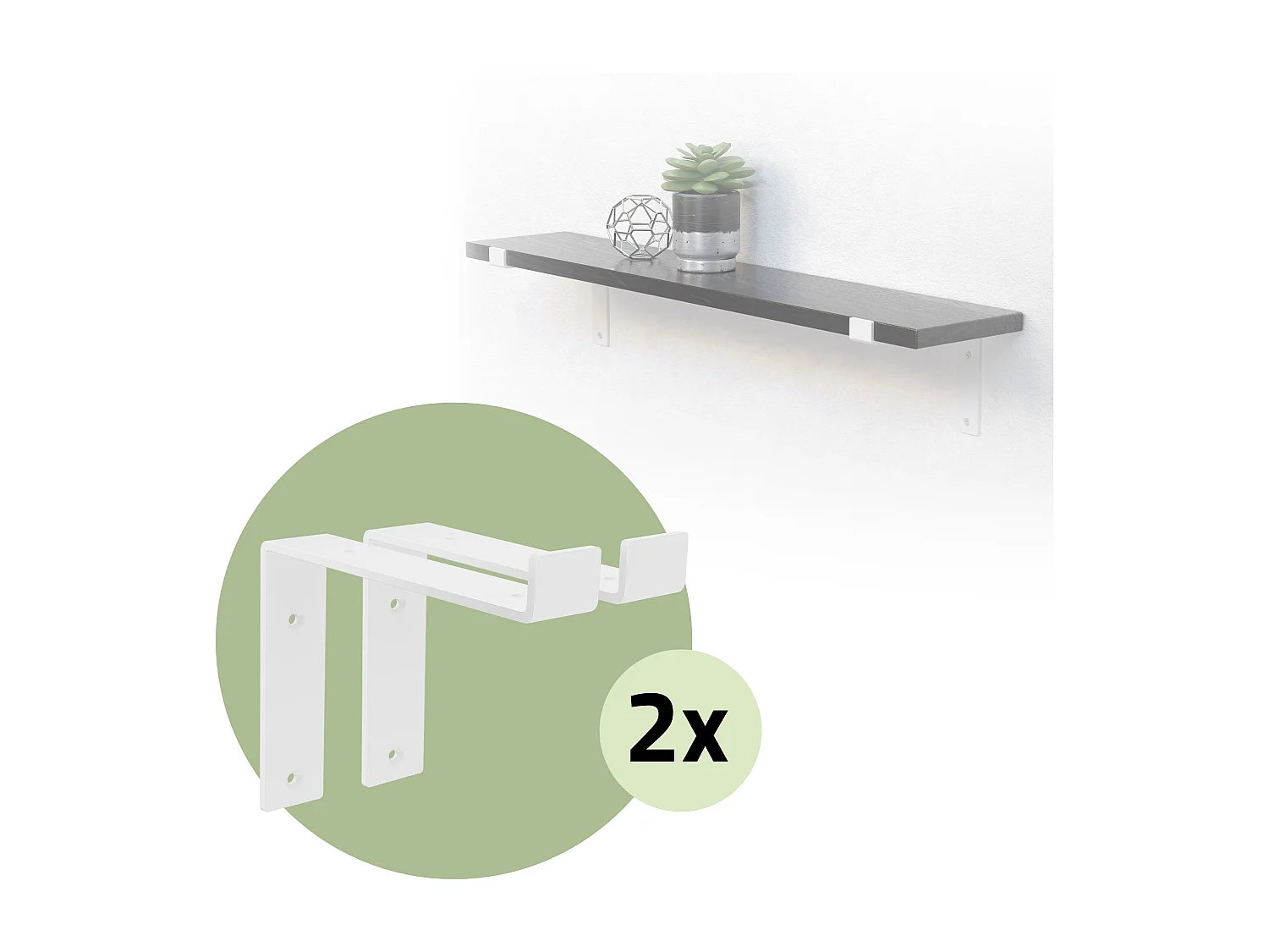 Set 4 supporti per scaffale staffe per ripiano mensola metallo bianco 200x145 mm