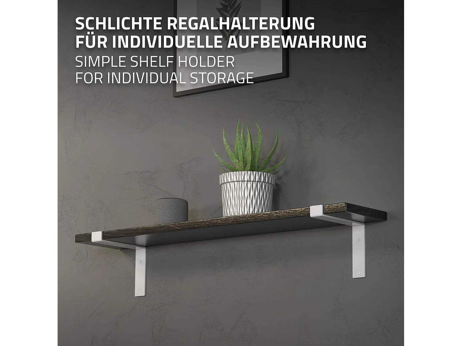 Set 4 supporti per scaffale staffe per ripiano mensola metallo bianco 200x145 mm