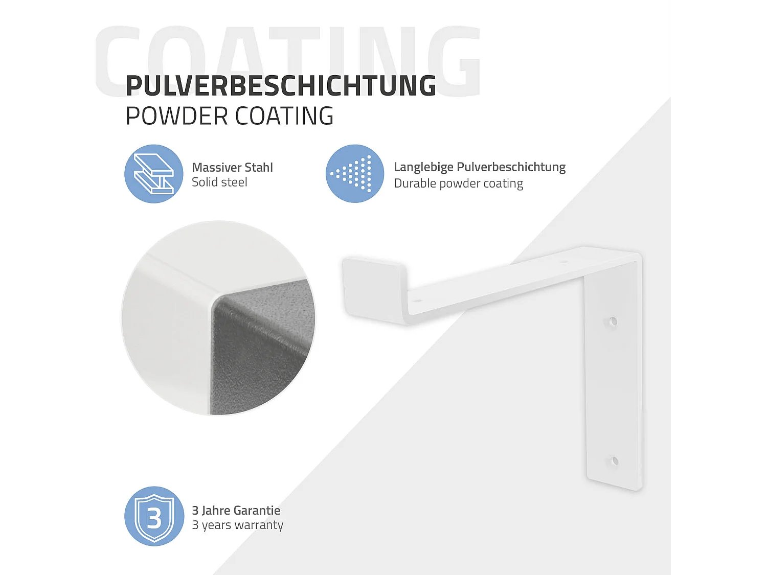 Set 4 supporti per scaffale staffe per ripiano mensola metallo bianco 200x145 mm