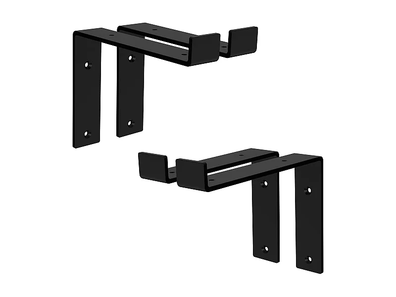 Set 4 supporti per scaffale staffe per ripiano mensola metallo nero 200x145 mm